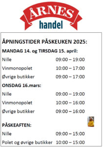 Åpningstider påska 2025